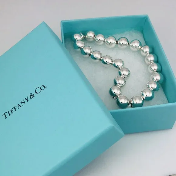 8 inch Tiffany & Co HardWear Bead Ball Bracelet Sterling Silver w/ Pouch or Box